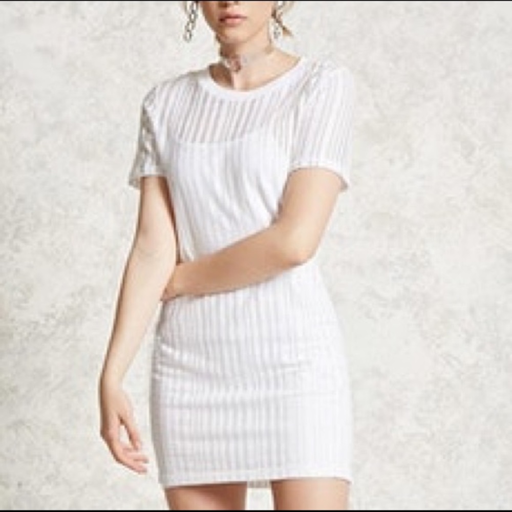 Open-Knit T-Shirt Dress (With Builtin Slip)